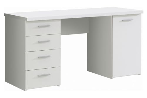Schreibtisch weiß: FORTE Net106 Schreibtisch mit 4 Schubladen und 1...
