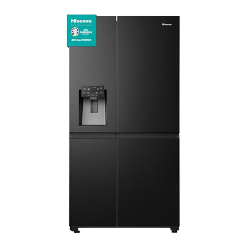 Hisense RS818N4TFE Side-by-Side Kühl-Gefrierkombination /179 cm/Inverter Kompressor/Total NoFrost/Multi Air Flow/Wasserspender mit Wassertank/Kühlteil 417 l/Gefrierteil 215 l/schwarz