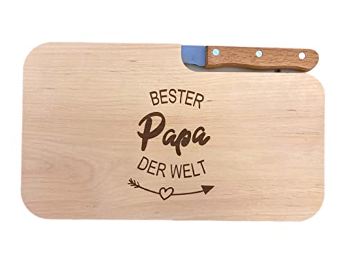 Frühstücksbrett mit Messer: Heyhome Schneidebrett Holz mit Messer Bester Papa...