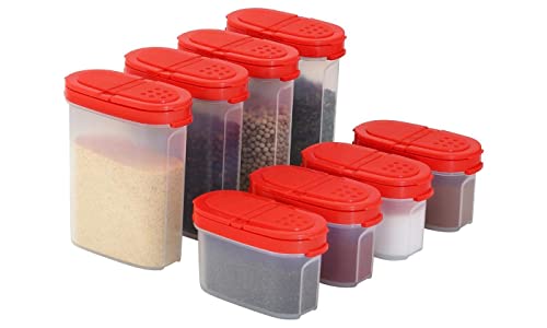 Beste Gewürzdosen: Signoraware Premium Gewürzboxen Aufbewahrungsboxen für Gewürze in groß und klein mit praktischen Streuer aus BPA-Freiem Plastik luftdichtes Vorratsdosen Set für die Küche - 8er Pack