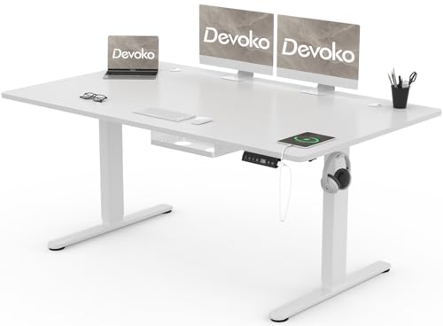 Beste Büro Schreibtisch 2024: Devoko Höhenverstellbar Schreibtisch 160x80cm mit...