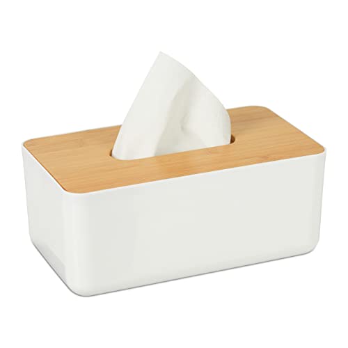 Taschentuchbox: Relaxdays Tücherbox mit Deckel aus Bambus, fürs...