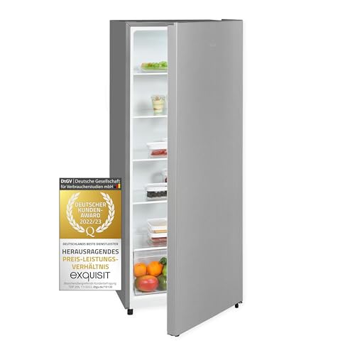 Beste Kühlschränke: Exquisit Vollraumkühlschrank KS5320-V-010E inoxlook | Kühlschrank ohne Gefrierfach freistehend 242 L Volumen | Edelstahloptik | Türanschlag wechselbar
