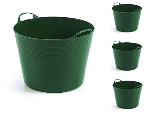 Beste Garteneimer: 4 Stück Kreher Mehrzweckkorb für 42 Liter mit Füllstandsanzeige, flexibel und strapazierfähig (Grün)