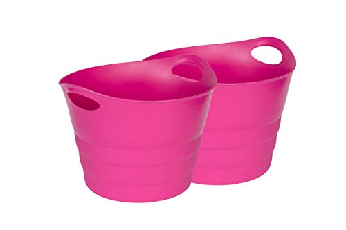 Beste Garteneimer: Kreher Set: 2 x Mehrzweckkorb 42 Liter, flexibel und strapazierfähig (Pink)