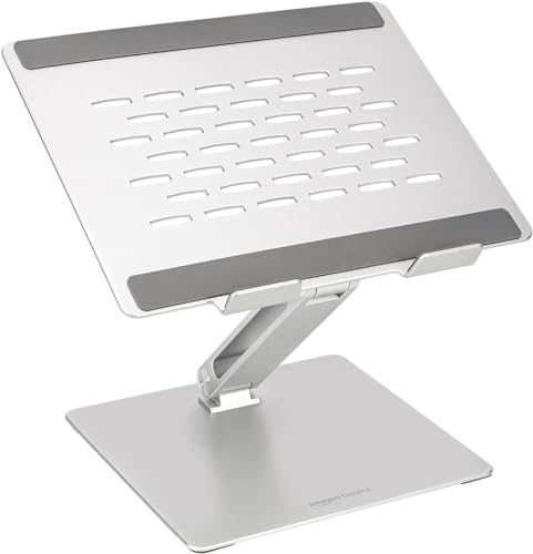 Amazon Basics Verstellbarer, ergonomischer Laptopständer, Multi-Winkel mit Wärmeableitung, für Laptops mit den Maßen 10 (25,4 cm) bis 17 Zoll (43,2 cm), Silber