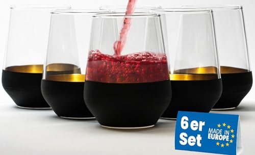 : Schwarze Trinkgläser Set von 6 270 ml Weingläser...