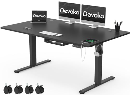 Schreibtisch schwarz: Devoko Schreibtisch Höhenverstellbar Elektrisch...