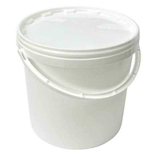 Kunststoffeimer mit Literskala: plasteo® 3 Stück 10 Liter Eimer mit Deckel weiß...