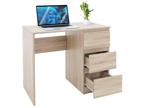 Designer Schreibtisch: ML-Design Schreibtisch mit 3 Schubladen, 90x76x50...
