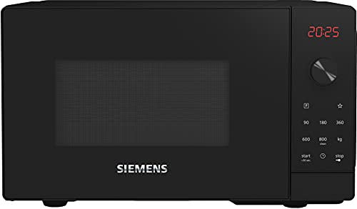 Beste Mikrowellen: Siemens FF023LMB2 iQ300 Mikrowelle, 44 x 26 cm, 800 Watt, Drehteller 27 cm, Türanschlag links, cookControl7 Automatikprogramme, Favoritentaste Schwarz, 20 L