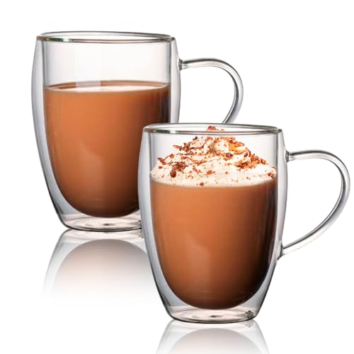 Teeglas: SPORWAY Doppelwandige Kaffeegläser 350ml, 2...