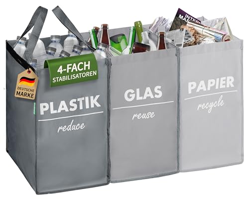 Mülleimer mit Trennsystem: COTTARA® Mülltrennsystem 3 fach Plastik, Glas,...
