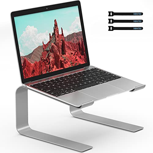 BONTEC Laptop Ständer, Ergonomischer Laptop Ständer für Schreibtisch, Notebook-Ständer Kompatibel mit den meisten 10-17,3-Zoll-Laptops, Silber-