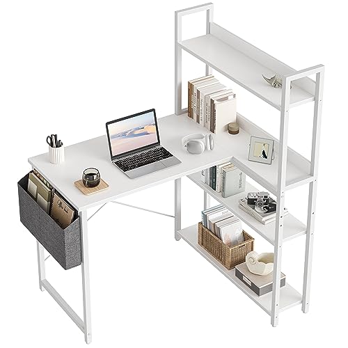 Beste Schreibtisch mit Regal Platz 2: CubiCubi 100 cm Kleiner L-förmiger...