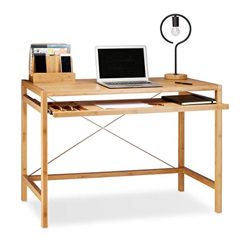 Schreibtisch ausziehbar: Relaxdays Computertisch Holz, Tastaturauszug,...