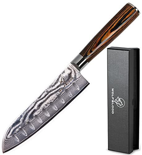 Santokumesser: Wolfblood Damastmesser Santoku Messer XL(30cm)...