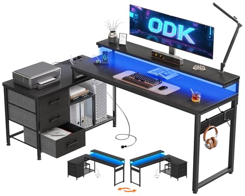 Beste Glasschreibtisch Platz 19: ODK Schreibtisch L Form mit...