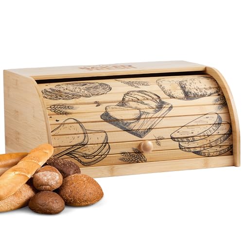: ecosa Brotbox aus nachhaltigem Bambus mit...