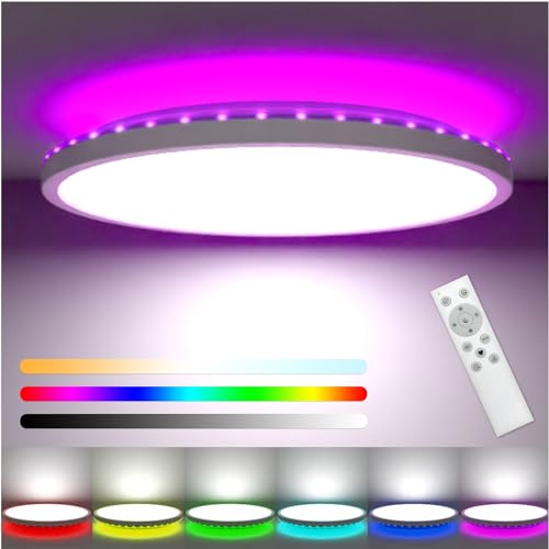 Badezimmerlampe: zemty LED Deckenleuchte Dimmbar, 24W 3200LM RGB...