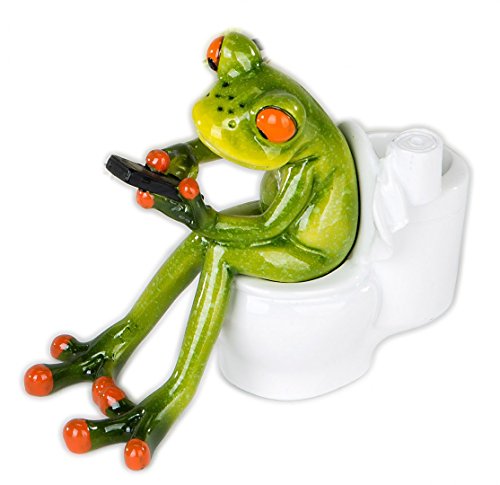 Badezimmerdeko: formano Frosch mit Handys auf der Toilette, grün,...