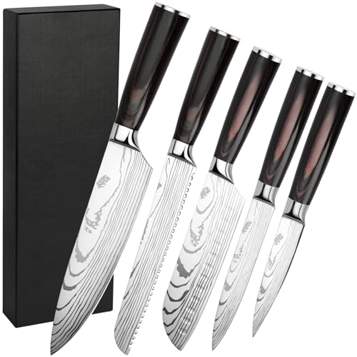 Messerset: Gustrug Messerset 5-tlg Küchenmesser Set aus...