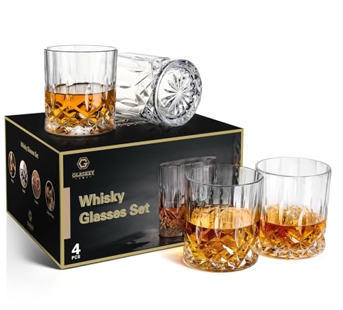 Whiskyglas: GLASKEY Whisky Gläser 4er Set,315ml bleifreie...