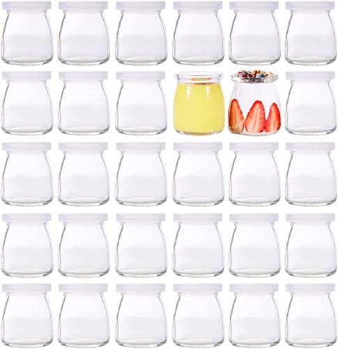 Beste Dessertgläser: Lawei 30 Stück Joghurtgläser mit Deckel 200ml Weckgläser Glas Tulpenglas Dessertglas Einweckgläser Dessertgläser Einmachgläser mit Deckel für Pudding Milch Joghurt Machen Vorspeisen