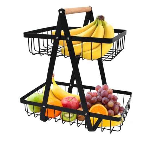 YOPEUC 2 Stockig Obstschale Etagere mit Holzgriff,...