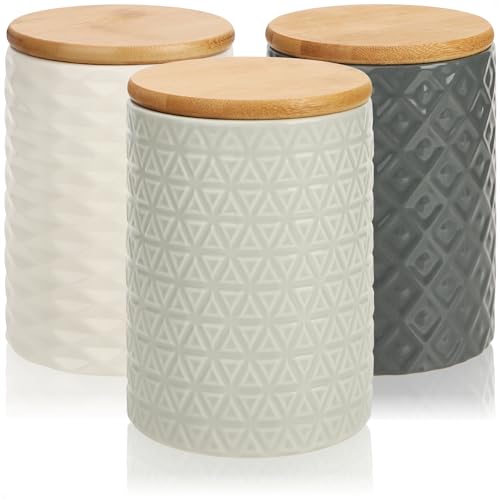 : com-four® 3x Vorratsdose aus Keramik mit...