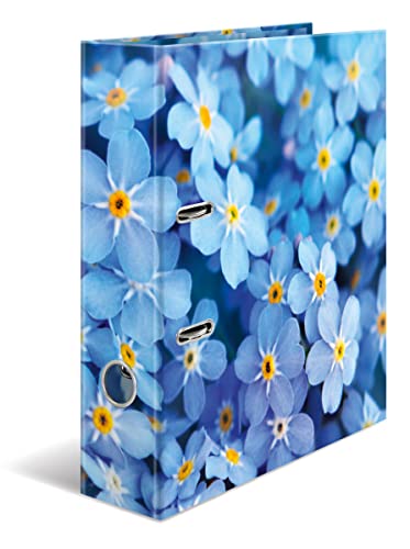 Beste Motivordner Platz 8: HERMA Ordner A4 Blaue Blumen, 7 cm...