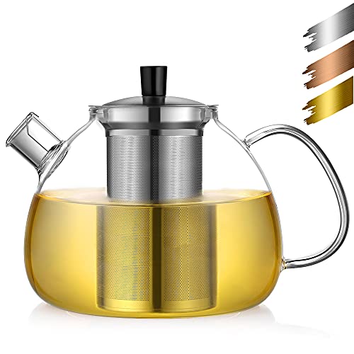 Teekanne: ecooe Teekanne aus Glas mit Teesieb 1500 ml,...