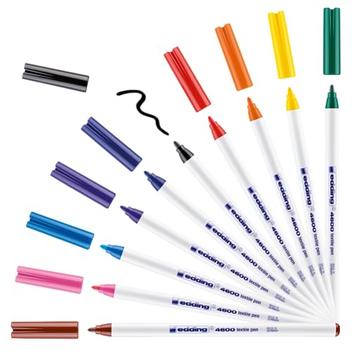 Beste Textilmarker Platz 17: edding 4600 Textilstift - 10 Farben...