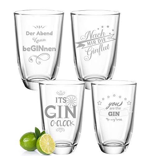 Gin-Glas: GRAVURZEILE 4er Set Montana GIN-Gläser - Nach mir...