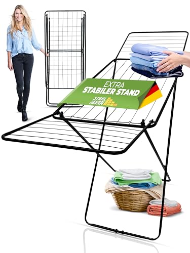 Wäscheständer: STAHLMANN ® Wäscheständer schwarz mit 18 m...