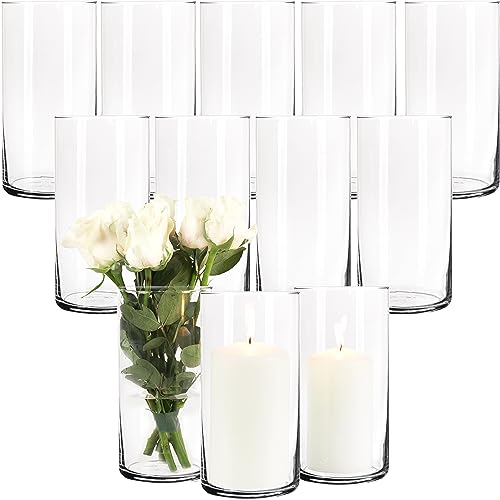Beste Kerzengläser: 12 große Glaszylinder als Vase Windlicht je 20cm Zylinderglasvasen Zylindervase Kerzenglas Blumenvase aus Glas
