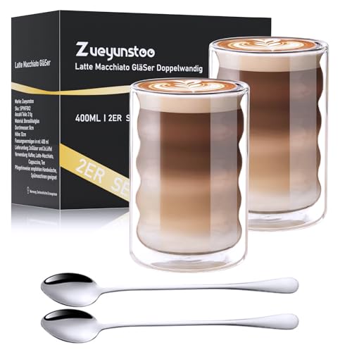 Beste Latte Macchiato Glas Platz 3: Zueyunstoo Doppelwandige Latte...