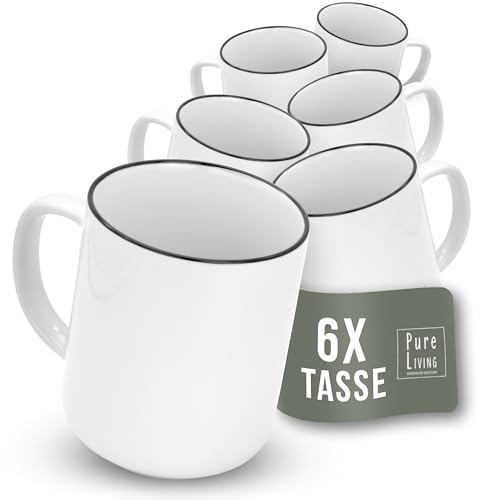 Tassenset: Kaffeetassen 6er Set Scandi - Premium Porzellan...