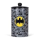 DC Comics Batman Vintage Keramik Leckerli-Glas für Hunde, 25,4 x 12,7 cm, Hunde-Leckerli-Glas mit Deckel, spülmaschinenfest, Batman-Schwarz