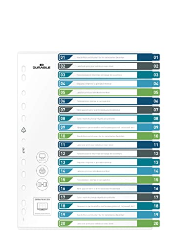 Beste Ordner Register Platz 20: Durable Register 1-20, A4+ hoch,...