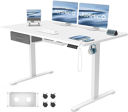 Schreibtisch weiß: JUMMICO Höhenverstellbarer Schreibtisch 140x70 cm...