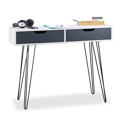 Schreibtisch mit Schubladen: Relaxdays Schreibtisch weiß, mit Schubladen,...