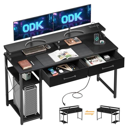 Schreibtisch mit Regal Tests & Sieger: ODK Schreibtisch mit 2 Schubladen,...