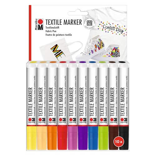 Beste Textilmarker Platz 7: Marabu Textile Marker, 10er Set...