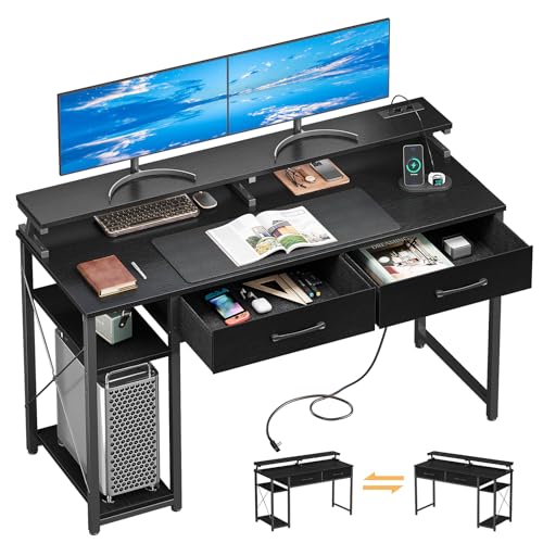 Schreibtisch mit Regal: ODK Schreibtisch mit 2 Schubladen, Computertisch...