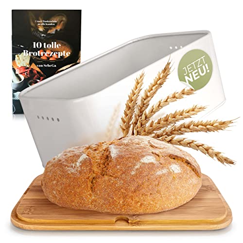 : Premium Brotkasten Weiß - Bambus Brotbox -...
