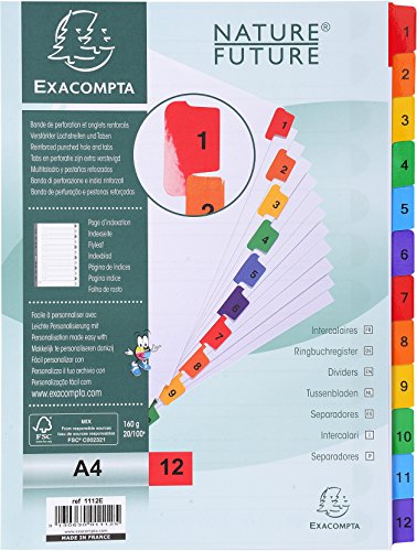 Beste Ordner Register Platz 17: Exacompta 1112E Karton-Register...