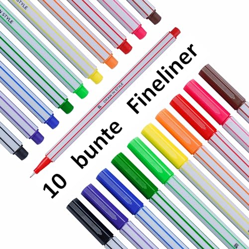 Beste Fineliner Platz 4: Fineliner Set 10er - bunt, 10...