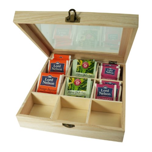 : Incutex Aufbewahrungsbox aus Holz, Teebeutelbox,...