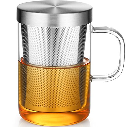 Teeglas: ecooe 500ml(volle Kapazität) Glas Tasse mit...